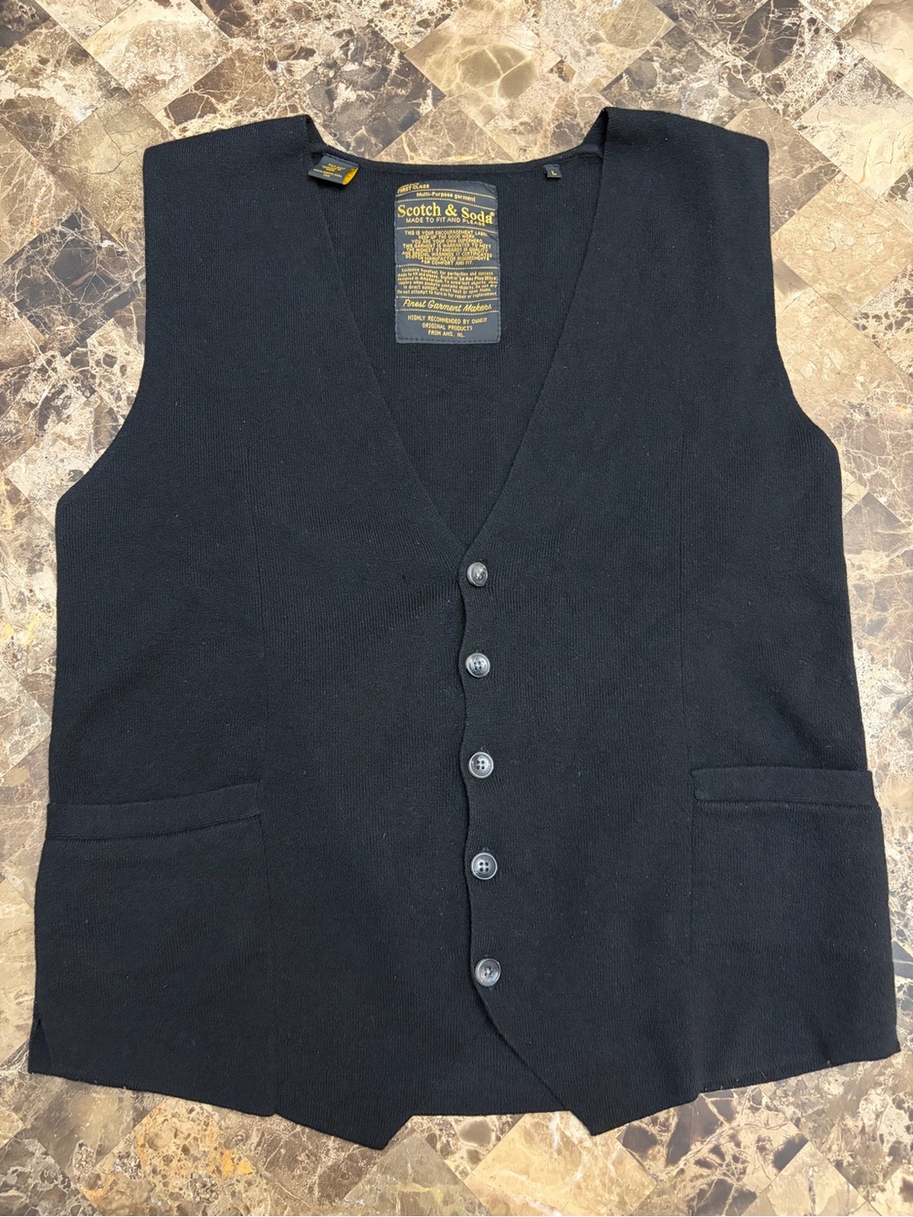 Scotch & Soda Classic Black Button-Up Vest size large - Picture 2 of 9